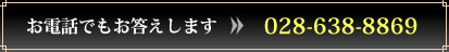 お電話でもお答えします　　028-638-8869